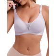 thumbnail image 1 of INSPIRE CHIC Women's Adjustable Buckled Straps Postpartum Nursing Bra V-Neck Mesh Splicing Lightweight Wireless Bras XXL Light Purple, 1 of 5