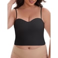 thumbnail image 1 of INSPIRE CHIC Women's Adjustable Spaghetti Straps Wireless Padded Camisole Slim Fit Sweetheart Neck Solid Invisible Tank Top XL Black, 1 of 5