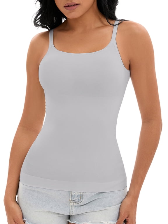 Women's Tank Top Adjustable Straps Tummy Control No Trace Shapewear Camisoles XS Light Gray