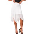 thumbnail image 1 of INSPIRE CHIC Women's Halloween Asymmetrical High Waisted Ruched Flowy Mesh Midi Skirts L White, 1 of 6
