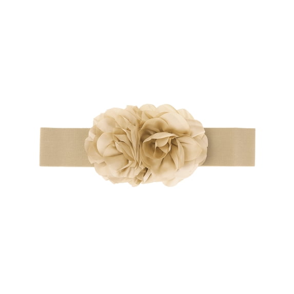 INSPIRE CHIC Women's Back to School Big Double-Flower Stretchy Belt, Elastic Wide Chunky Waistband Belts for Dress Up to 75cm/29.53" Khaki
