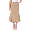 thumbnail image 1 of INSPIRE CHIC Women's Back to School Denim Washed Fishtail High Waist Raw Hem Fashion Casual with Pockets Midi Skirts S Khaki, 1 of 6