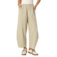 thumbnail image 1 of INSPIRE CHIC Women's Baggy Wide Leg Pants Elastic Waisted Casual Palazzo Harem Pant Ankle Lantern Summer Beach Trousers S Khaki, 1 of 6