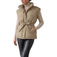 thumbnail image 1 of INSPIRE CHIC Women's Belted Puffer Vest with Stand Collar Zip Up Lightweight Padded Jacket Medium Khaki, 1 of 6
