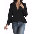 thumbnail image 1 of INSPIRE CHIC Women's Blazer Stand Collar Long Sleeve Single Button Peplum Blazer L Black, 1 of 7