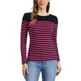 thumbnail image 1 of INSPIRE CHIC Women's Blouse Striped Color Block Long Sleeve Causal T-Shirt M 2, 1 of 5