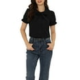 thumbnail image 1 of INSPIRE CHIC Women's Blouse Vintage Peter Pan Collar Tie Neck Casual Cute Cotton Button-Up Shirt M Black, 1 of 6