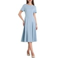 thumbnail image 1 of INSPIRE CHIC Women's Boat Neck Dresses 2025 Midi Swing Work A-Line Dress for Elegant and Casual Occasions M Light Blue, 1 of 5