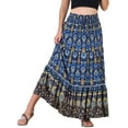 thumbnail image 1 of INSPIRE CHIC Women's Boho Floral Smocked High Waist A-Line Maxi Skirts S Dark Blue, 1 of 6