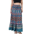thumbnail image 1 of INSPIRE CHIC Women's Boho Floral Smocked High Waist A-Line Maxi Skirts XS Blue, 1 of 6