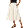 thumbnail image 1 of INSPIRE CHIC Women's Bubble Skirt Elastic Waist Ruffle Flowy Y2k Puffy Hem Casual A Line Midi Skirts with Pockets S Beige, 1 of 6