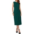 thumbnail image 1 of INSPIRE CHIC Women's Business Cocktail Dress 2025 Front Tie Wrap Formal Elegant Sleeveless Sheath Dresses L Dark Green, 1 of 5