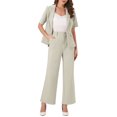 thumbnail image 1 of INSPIRE CHIC Women's Business Office Suit Set One Button Short Sleeve Blazer and Suit Pants S Light Gray, 1 of 6
