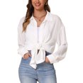 thumbnail image 1 of INSPIRE CHIC Women's Button Down Long Sleeve Turndown Collar Wrinkle-Free Casual Blouse XS White, 1 of 5
