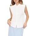 thumbnail image 1 of INSPIRE CHIC Women's Button Down Sleeveless Blouse Collared Solid Classic Business Work Shirt Top S White, 1 of 5