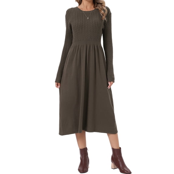 INSPIRE CHIC Women's Cable Knit Sweater Dress Fall WInter 2026 Crewneck ...