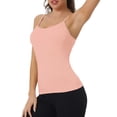 thumbnail image 1 of INSPIRE CHIC Women's Camisole Built-in Bra Padded Adjustable Spaghetti Strap Sleeveless Tanks Tops L Pink, 1 of 4