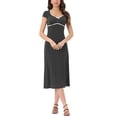thumbnail image 1 of INSPIRE CHIC Women's Cap Sleeve Casual Classic Summer Midi Polka Dot Dresses M Black, 1 of 6
