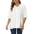 thumbnail image 1 of INSPIRE CHIC Women's Casual Button Down Tunic Loose Fit Tops XS White, 1 of 5