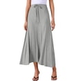 thumbnail image 1 of INSPIRE CHIC Women's Casual Elastic Waist Drawstring Stretchy Flare A-Line Long Skirt S Grey, 1 of 6