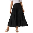 thumbnail image 1 of INSPIRE CHIC Women's Casual High Waist A Line Boho Midi Skirt Ruffle Long Summer Skirt L Black, 1 of 6