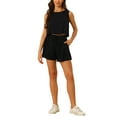 thumbnail image 1 of INSPIRE CHIC Women's Casual Round Neck Sleeveless Top and Elastic Waist Shorts Set M Black, 1 of 6
