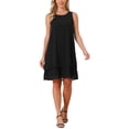 thumbnail image 1 of INSPIRE CHIC Women's Chiffon Dresses Sleeveless Floral Print Crewneck Tiered Layered Flowy Dress Party Wedding Outfits M Solid Black, 1 of 6