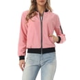 thumbnail image 1 of INSPIRE CHIC Women's Coat Casual Zip Up Bomber Jacket Windbreaker Outerwear with Pockets M Rose Pink, 1 of 6