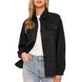 thumbnail image 1 of INSPIRE CHIC Women's Coat Faux Suede Turn Down Collar Long Sleeve Casual Button Down Shirt Jacket S Black, 1 of 5