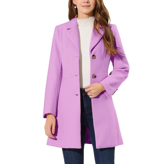 INSPIRE CHIC Women's Coats Single Breasted Long Outerwear Winter Trench Coat XS Purple