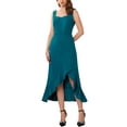 thumbnail image 1 of INSPIRE CHIC Women's Cocktail Dress Sleeveless Elegant Ruffles Split Hem Evening Party Dresses S Blue Green, 1 of 6