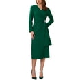 thumbnail image 1 of INSPIRE CHIC Women's Cocktail Dress Wrap Ruched V Neck Long Sleeve Elegant Formal Sheath Dresses S Dark Green, 1 of 6