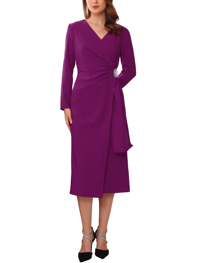 elegant purple cocktail dresses Elegant Purple Cocktail Dresses Luxury Crystal Pearls Purple Mermaid Evening Dress With Slit SH022