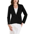 thumbnail image 1 of INSPIRE CHIC Women's Collarless Blazer Long Sleeve One Button Business Office Blazers Jacket L Black, 1 of 5