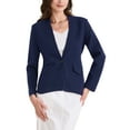thumbnail image 1 of INSPIRE CHIC Women's Collarless Blazer Long Sleeve One Button Business Office Blazers Jacket M Dark Blue, 1 of 5