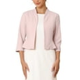 thumbnail image 1 of INSPIRE CHIC Women's Collarless Blazer Open Front Short Sleeve Evening Formal Cardigan Jacket M Pink, 1 of 5