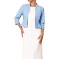 thumbnail image 1 of INSPIRE CHIC Women's Collarless Blazer Open Front Short Sleeve Evening Formal Cardigan Jacket S Light Blue, 1 of 6