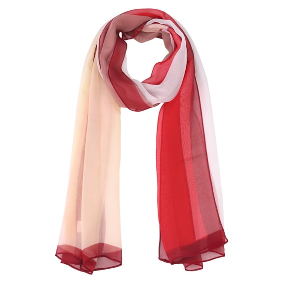 INSPIRE CHIC Women's Color Block Vintage Scarf, Multicolor Gradient Geometry Silky Lightweight Neckerchief Wrap for Casual One Size Srtipe-1