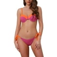 thumbnail image 1 of INSPIRE CHIC Women's Contrast Color Ribbed Bikini Sets 2 Piece Spaghetti Straps Top Triangle Bottom Swimwear Bathing Suits Small Rose Red-Orange, 1 of 5
