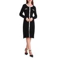 thumbnail image 1 of INSPIRE CHIC Women's Contrast Color Sweater Dresses Long Sleeve Knit A-line Midi Dress S Black, 1 of 5