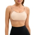 thumbnail image 1 of INSPIRE CHIC Women's Contrasting Colors Adjustable Straps Workout Bras Fixed Cup U Back Sports Bras L Beige, 1 of 4
