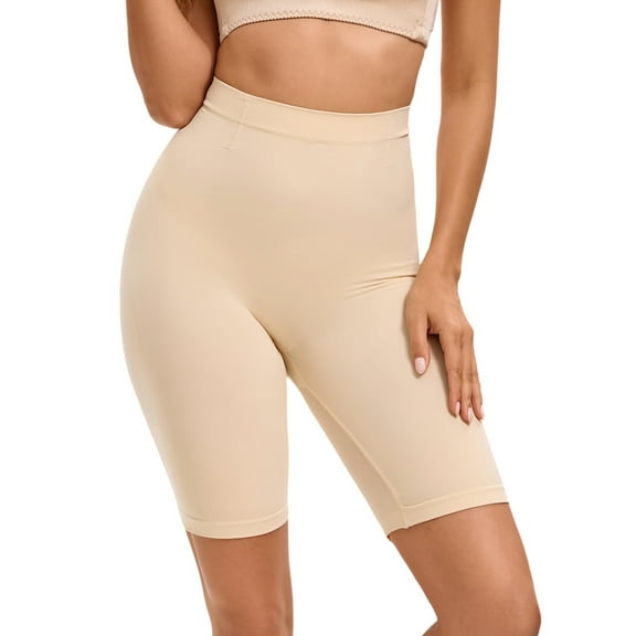INSPIRE CHIC Women's Control Waist High Elasticity Thigh Shapers High-Waisted Butt Lifter Control Panties L Beige