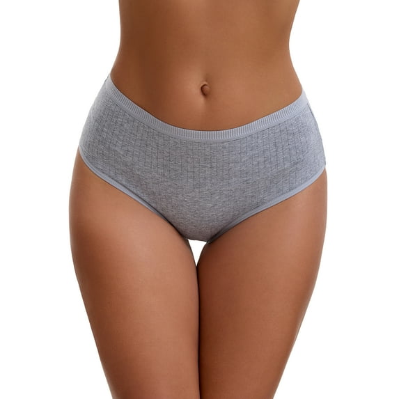INSPIRE CHIC Women's Cotton High Waist Briefs Tummy Control Breathable Underwear, Available in Plus Size S Gray
