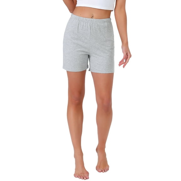 INSPIRE CHIC Women's Cotton Pajama Shorts Soft Stretch Comfy Boxer Lounge Shorts with Pockets XS Grey