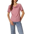 thumbnail image 1 of INSPIRE CHIC Women's Cowl Neck Short Sleeve Casual Stretchy Top L Red, 1 of 6