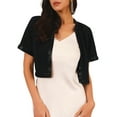 thumbnail image 1 of INSPIRE CHIC Women's Cropped Bolero Sequined Trim Short Sleeves Open Front Shrugs S Black, 1 of 6