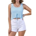 thumbnail image 1 of INSPIRE CHIC Women's Cropped Sweater Vest Crochet Sleeveless Tie Front Summer Beach Tops L Blue, 1 of 6