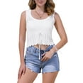 thumbnail image 1 of INSPIRE CHIC Women's Cropped Sweater Vest Crochet Sleeveless Tie Front Summer Beach Tops XS White, 1 of 6