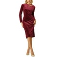 thumbnail image 1 of INSPIRE CHIC Women's Cut Out Party Dress Crew Neck Long Sleeve Velvet Sheath Dresses S Wine Red, 1 of 5