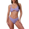 thumbnail image 1 of INSPIRE CHIC Women's Cutout Racerback Ribbed Bikini Sets 2 Piece Scoop Neck Top Triangle Bottom Swimwear Bathing Suits X-Large Purple, 1 of 5